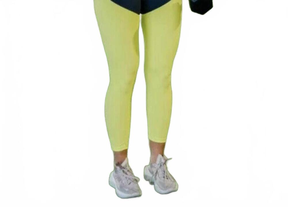 NEW ZYIA ACTIVE parallel luxe hi-rise 7/8 leggings in gray/ yellow